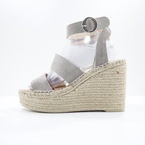 Dolce Vita Shae Gray Suede Leather 4.5" Wedge Heel Ankle Strap Espadrilles - 9